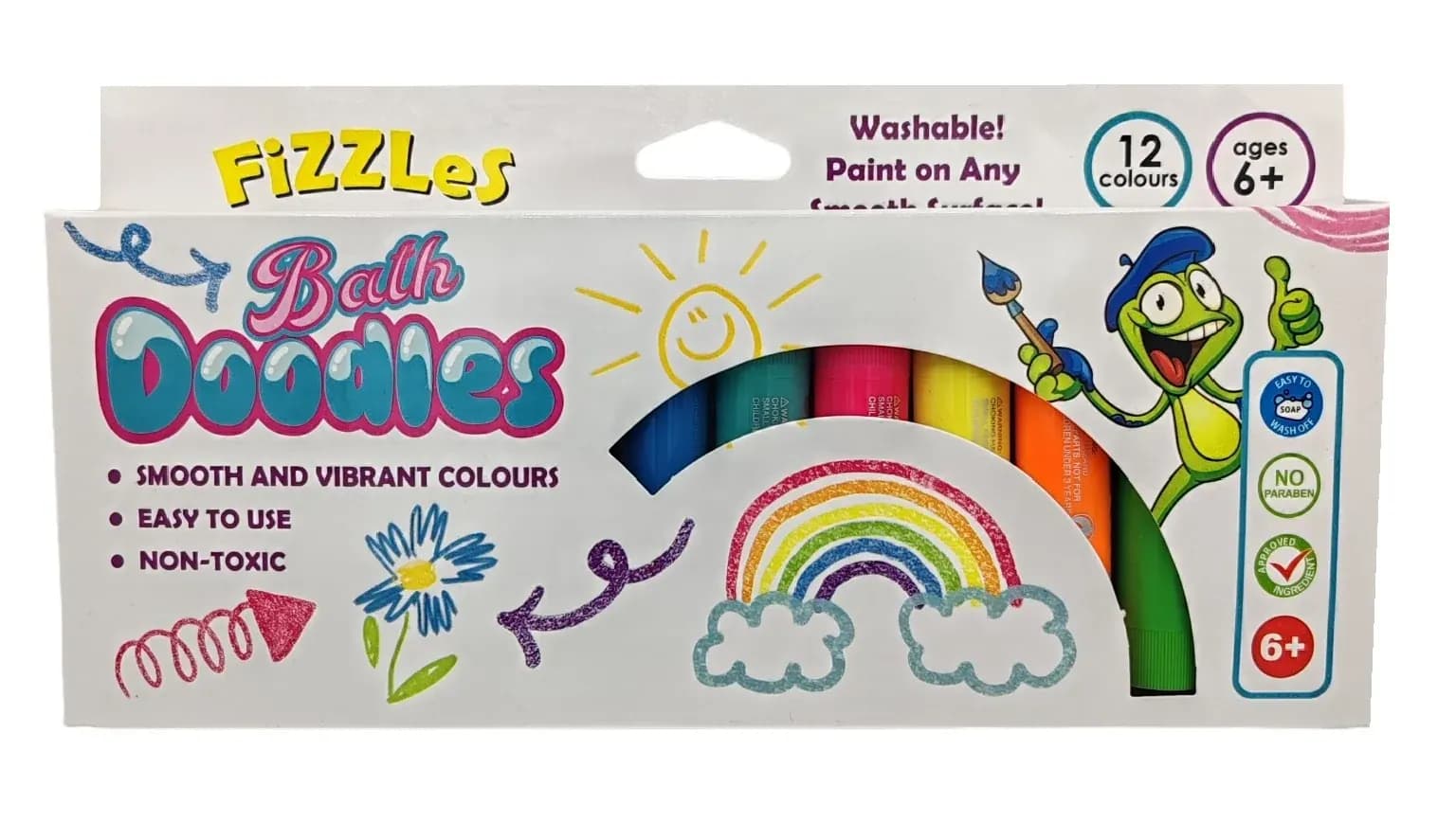 Fizzles Bath Doodles - Bath Paint - 12 Vibrant Colours