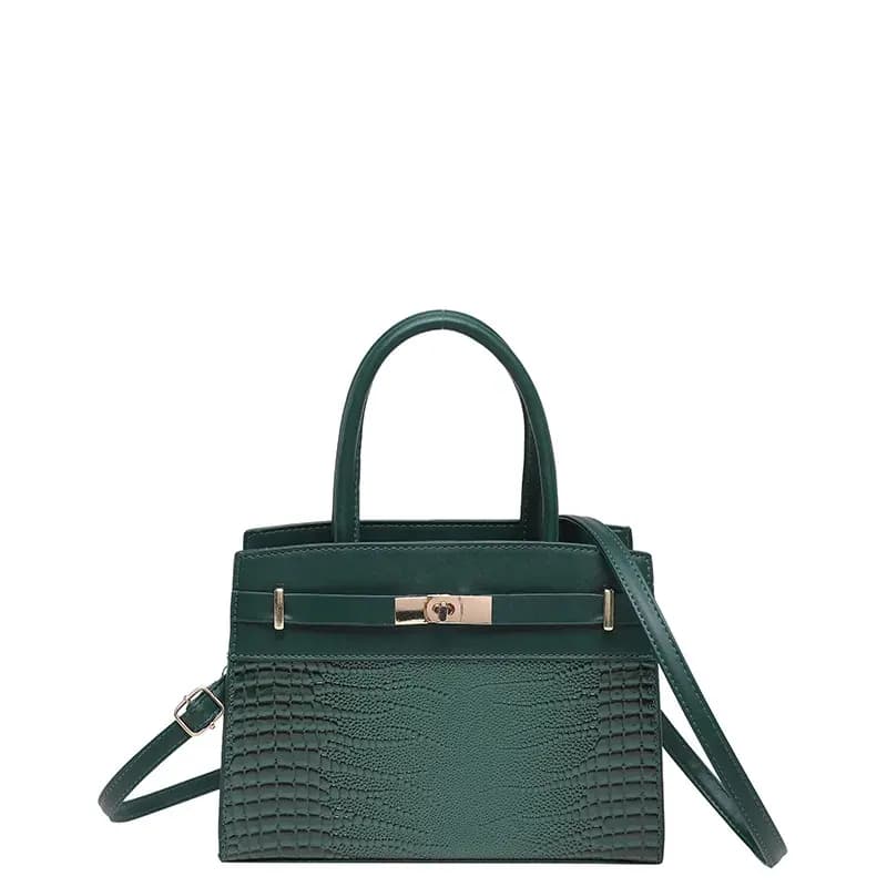 Structured Crocodile Pattern Handbag