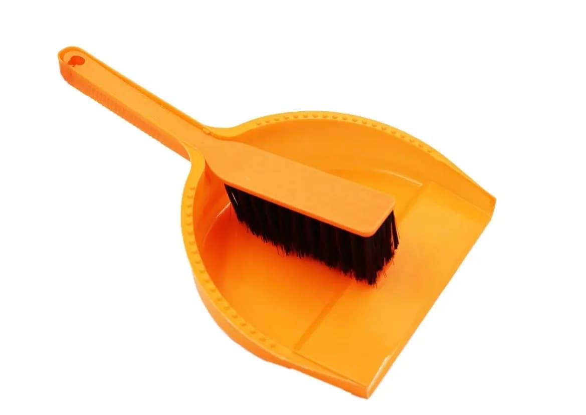 Heavy Duty Dustpan and Hand Brush Set - Orange
