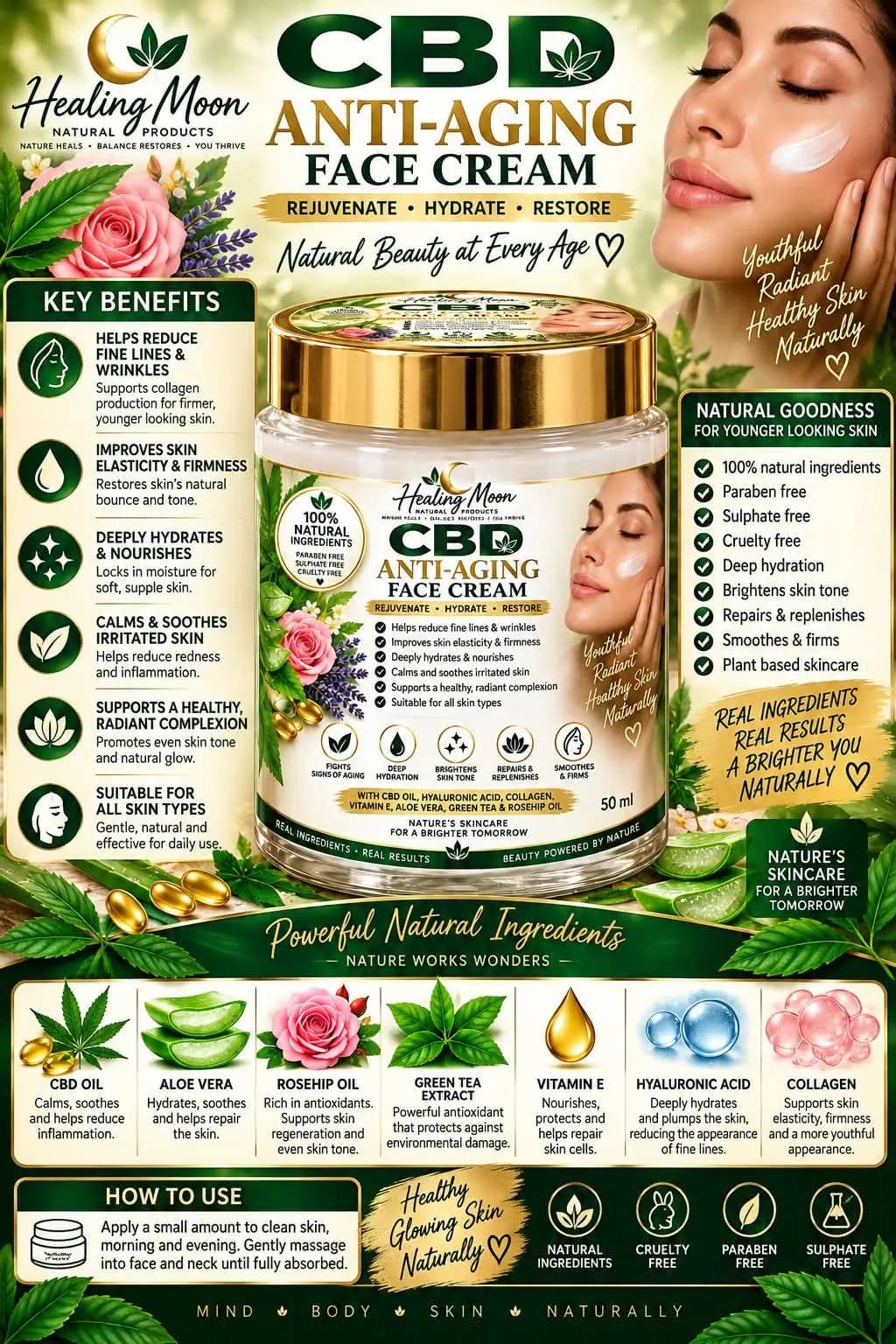 Healing Moon CBD anti-aging face cream 100ml