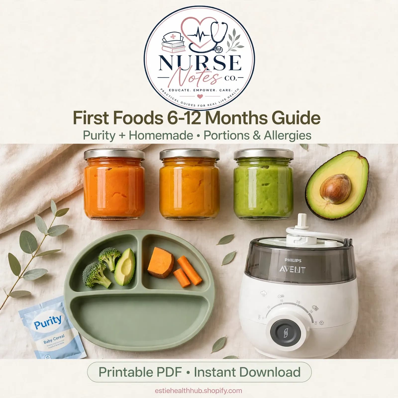 First Foods 6-12 Months | Purity + Homemade SA Guide | Portions, Allergies