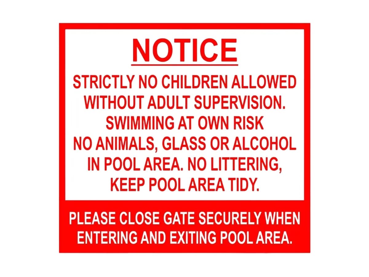 Pool Notice Sign 440x440 Pool Notice Sign On Abs