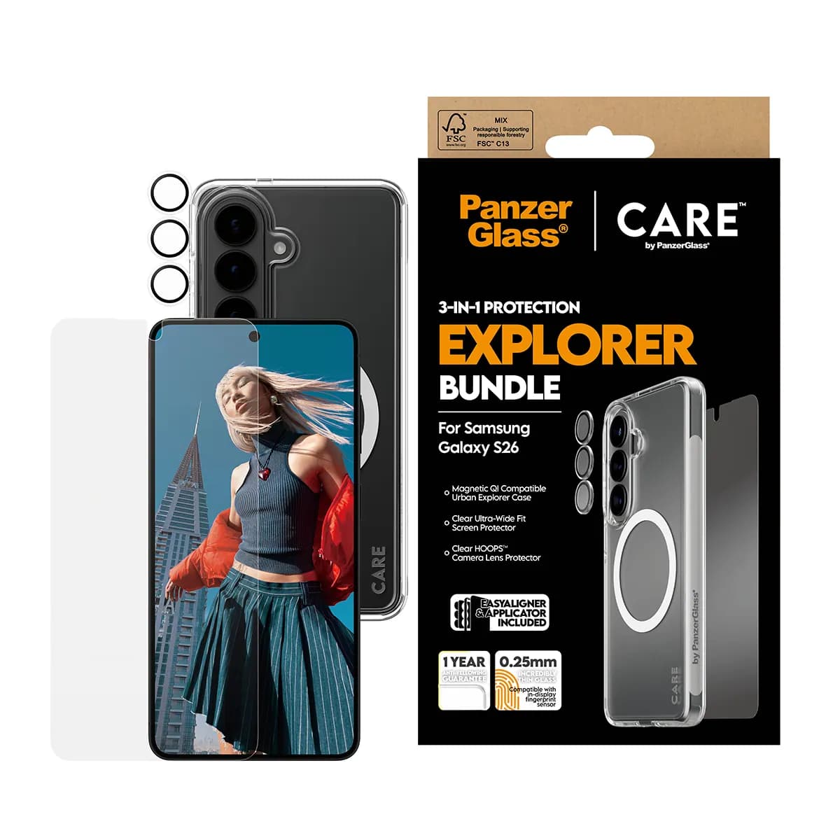 CARE by PanzerGlass compatible Samsung Galaxy S26 3-in-1 Bundle - S26