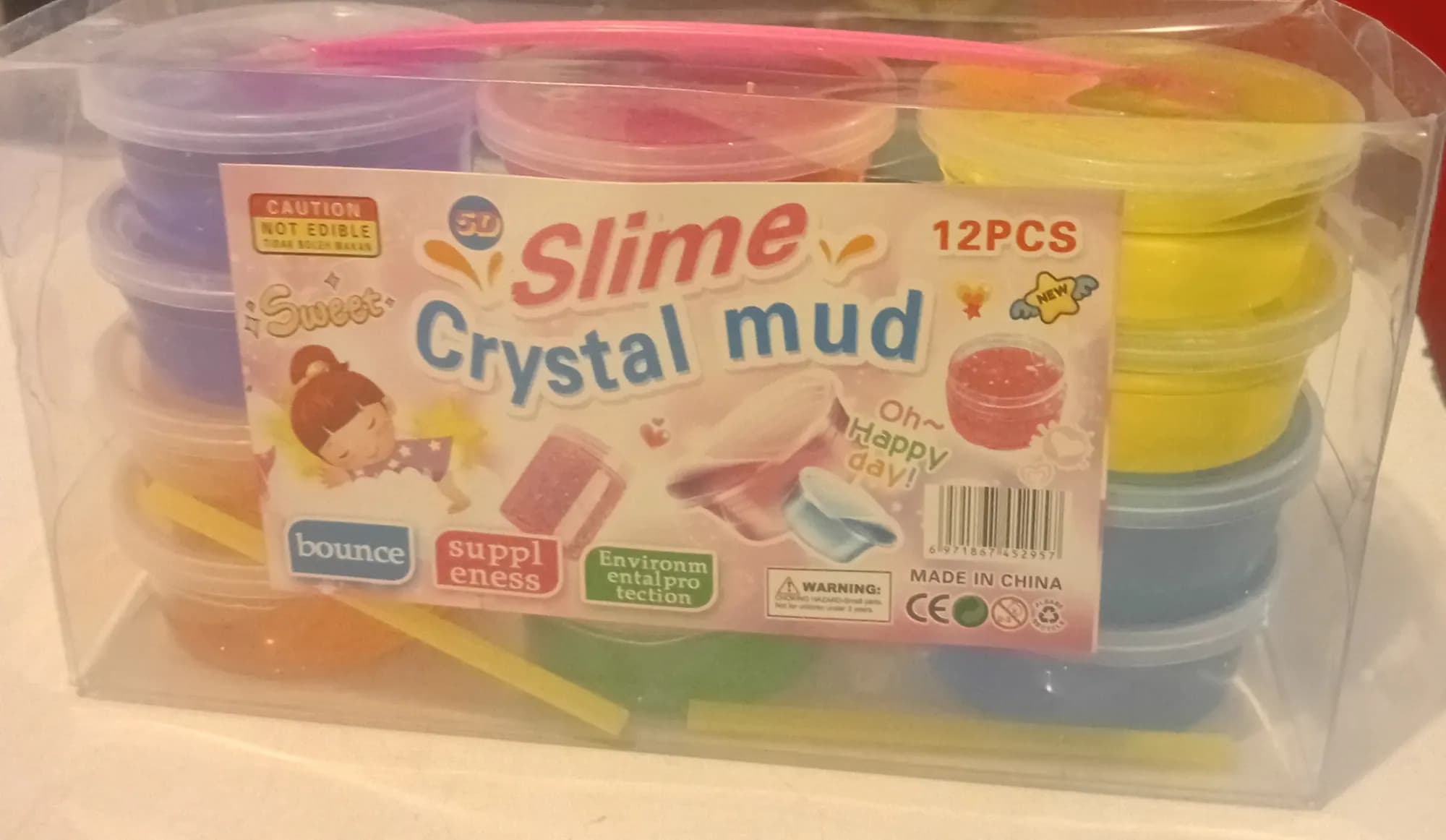 Crystal Mud Slime Kit 12 Pieces – Multi-Color DIY Clear Slime Set, Sensory Play Toy & Party Favors for Kids
