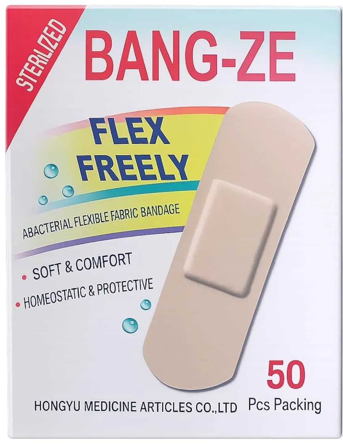 Flex Freely Sterile Flexible Fabric Bandage Plasters (50 Pack)