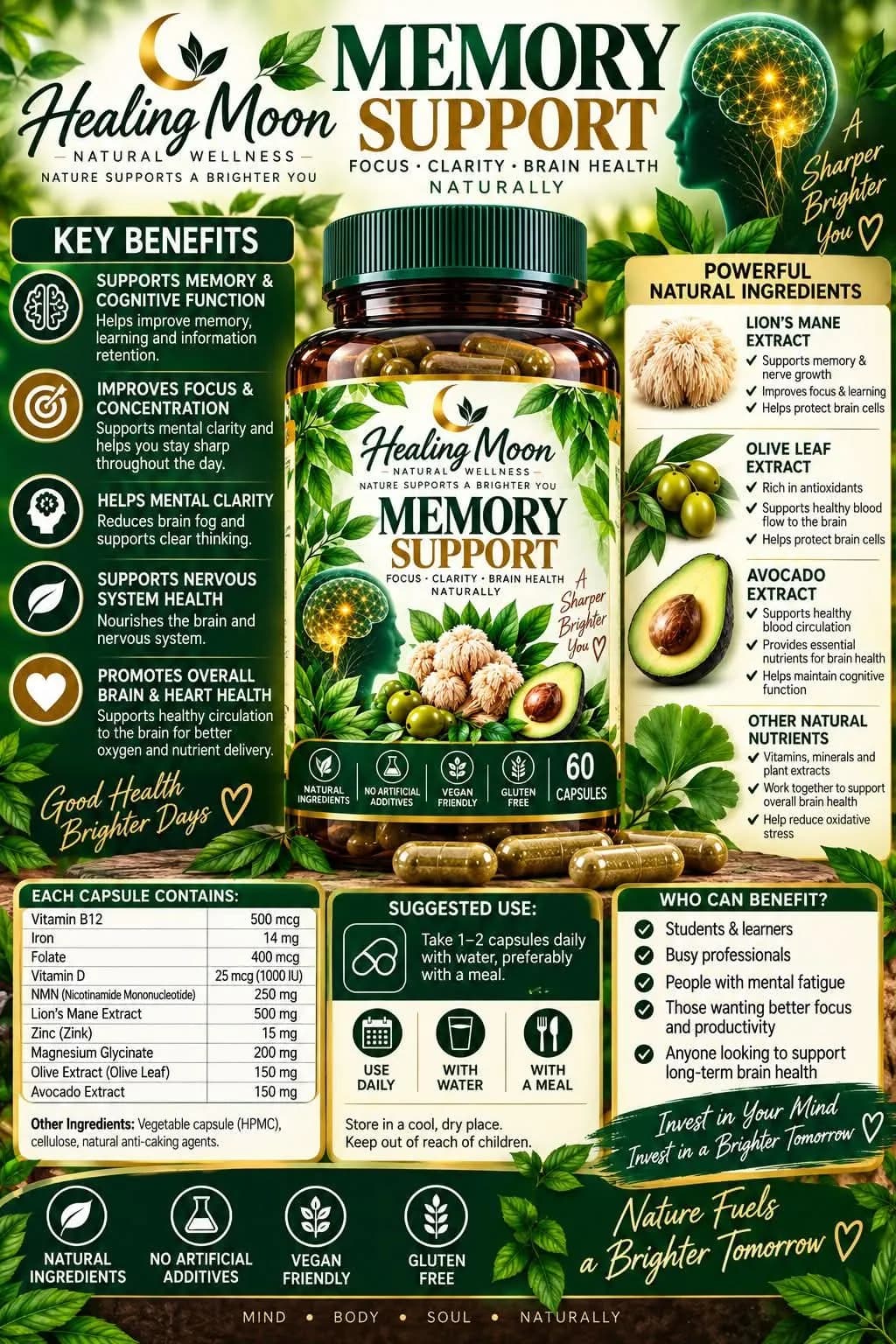 Healing Moon Memory Support capsules (60 capsules)