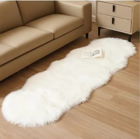 White Fluffy Fur Rug for Living Room Bedroom Kitchen Bathroom Sofa Floor Decor 60 x160cm
