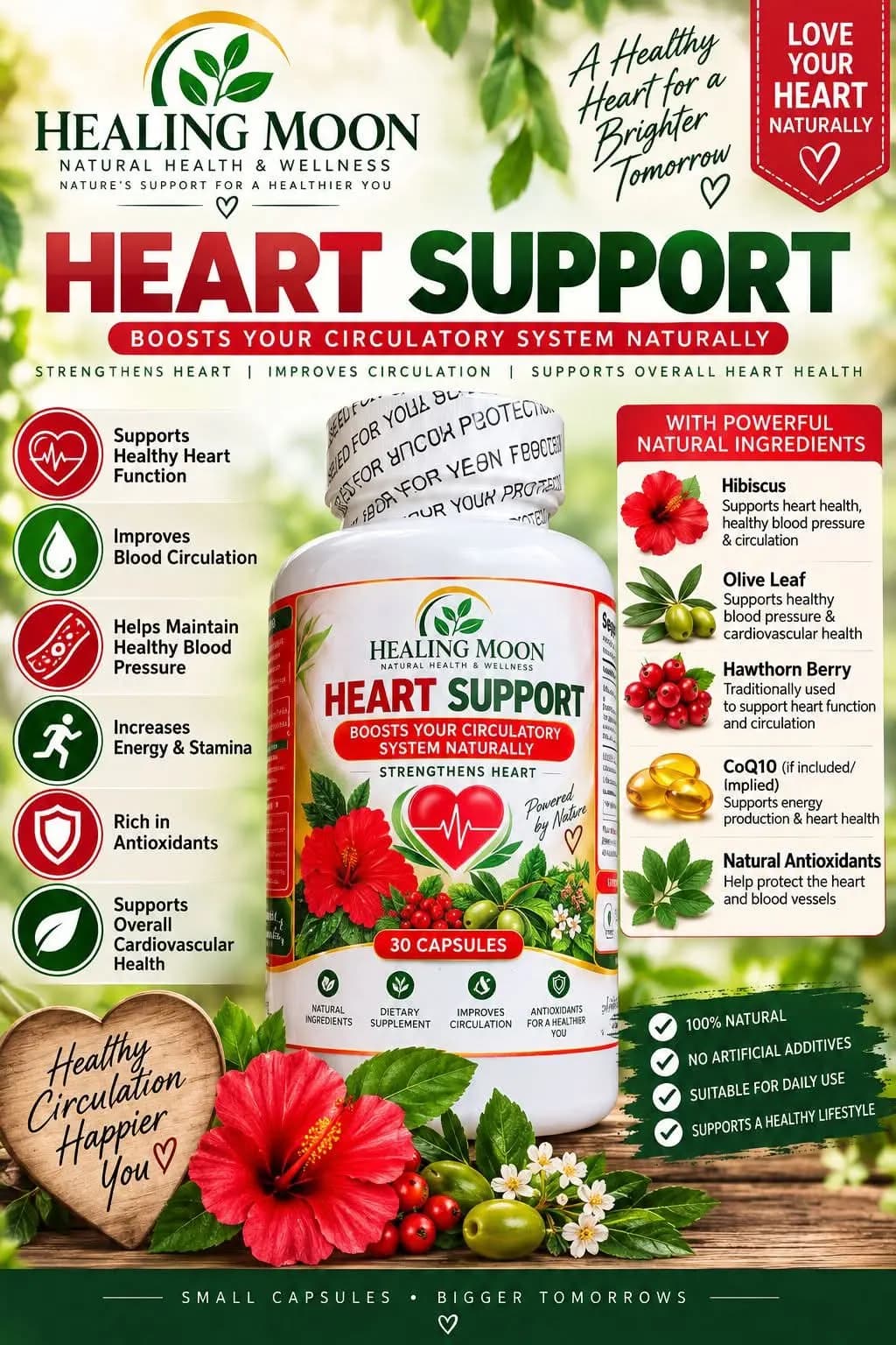 Healing Moon Heart Support capsules (30 capsules)