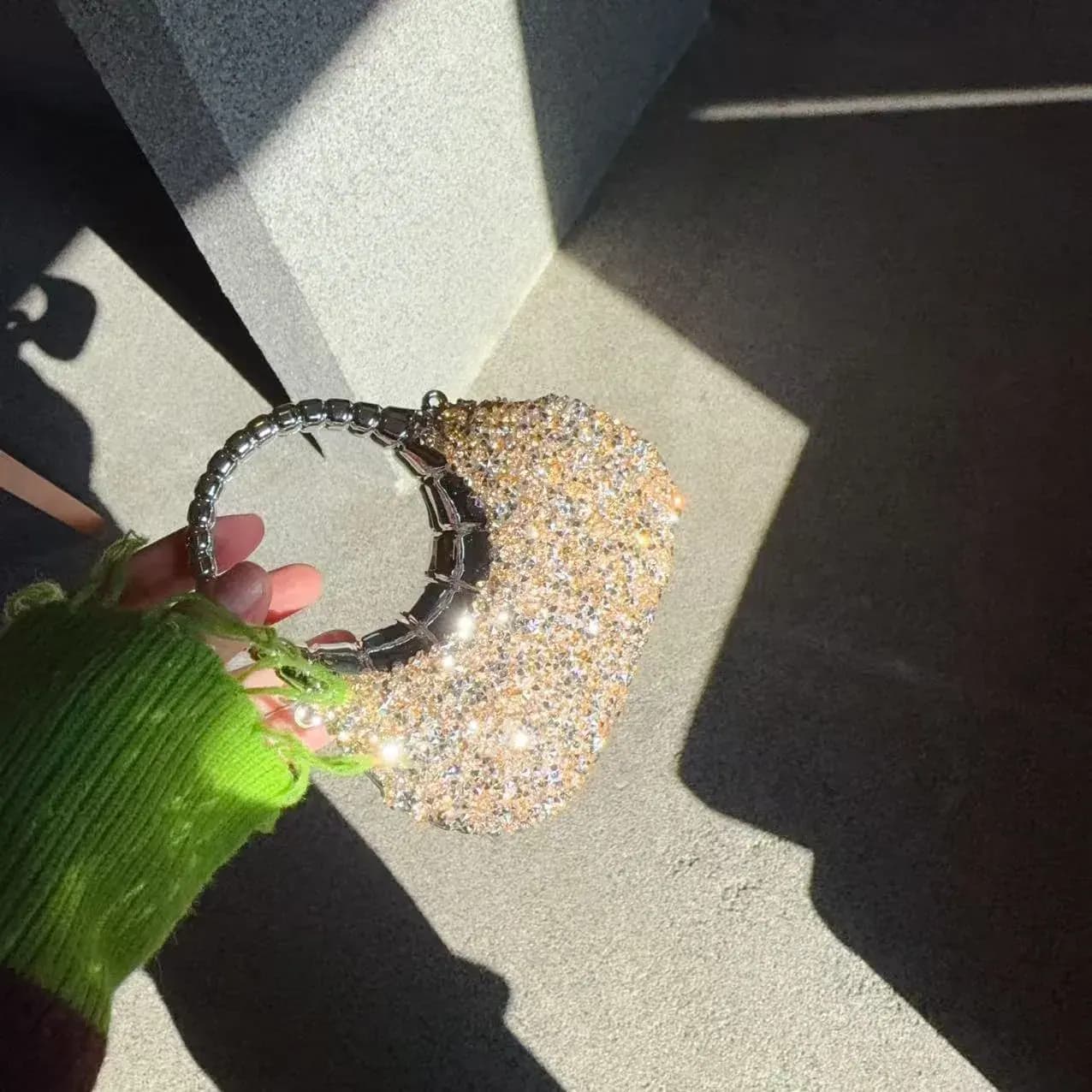 Rhinestone Crescent Mini Clutch Evening Bag