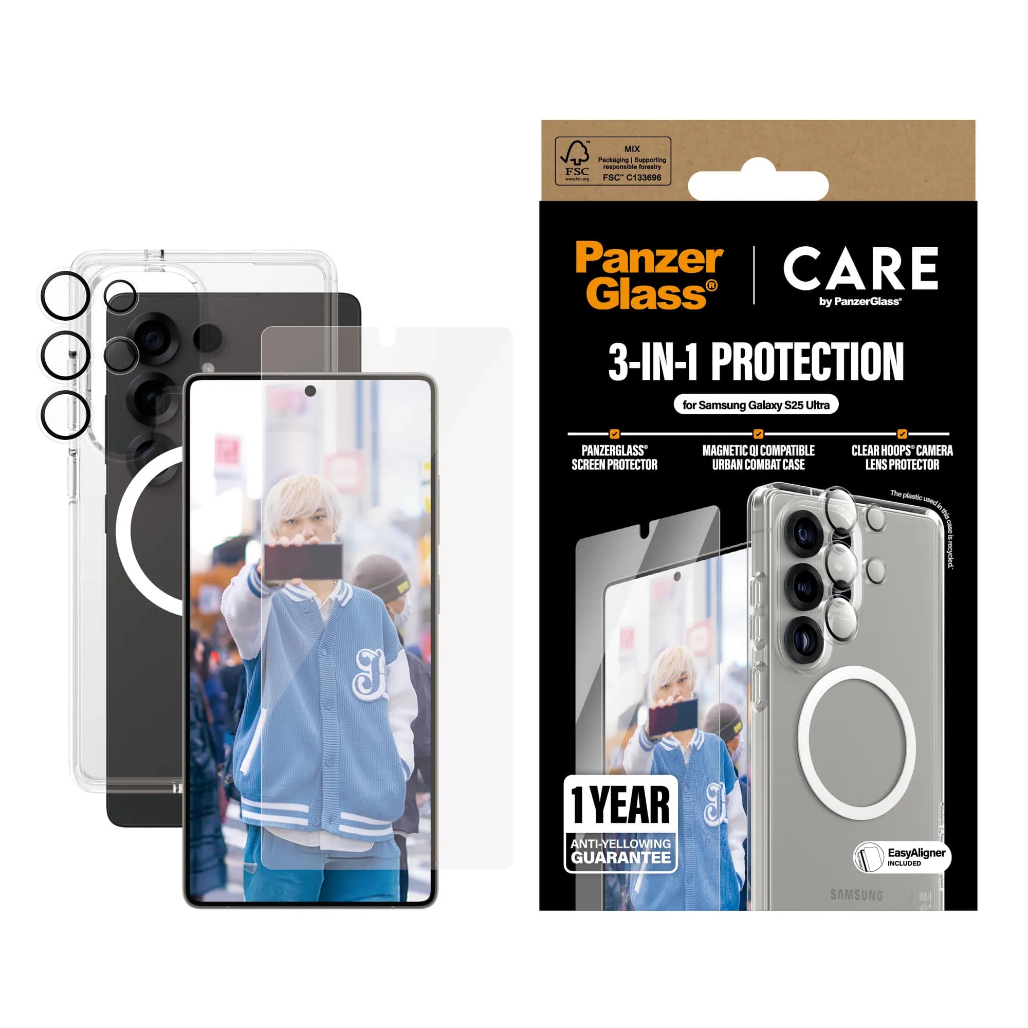 CARE by PanzerGlass 3-in-1 Bundle Compatible Samsung Galaxy S25 Ultra