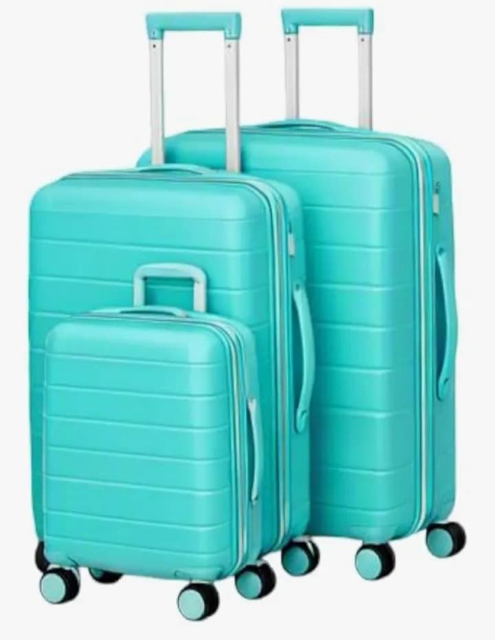 3-Piece Polypropylene Spinner Luggage Set lockable - Turquoise