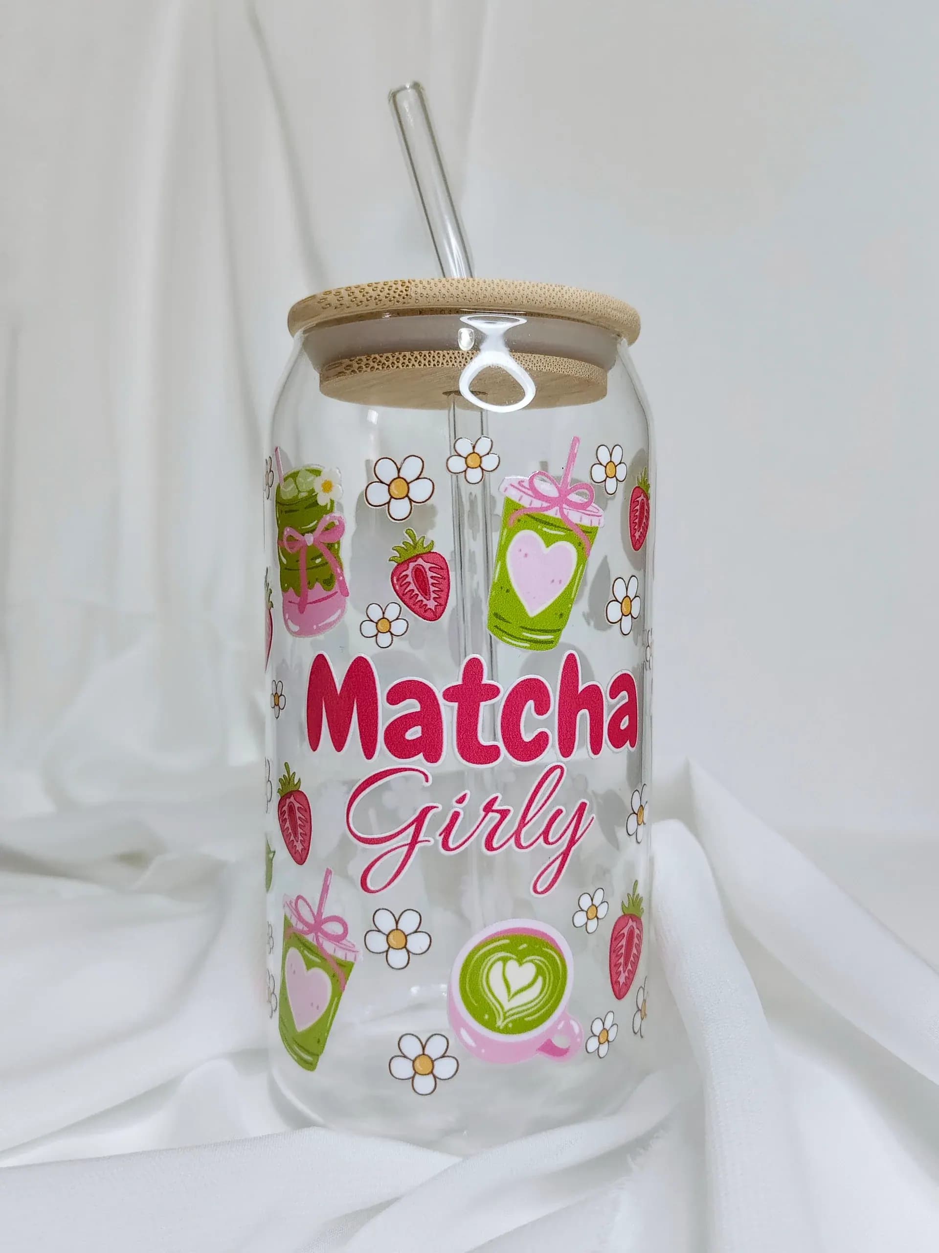Matcha Girly Glass Jar.