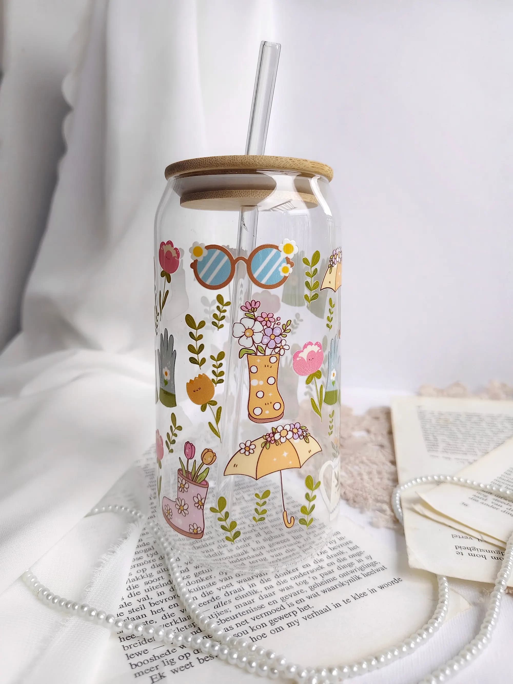Garden Whimsy Glass Jar