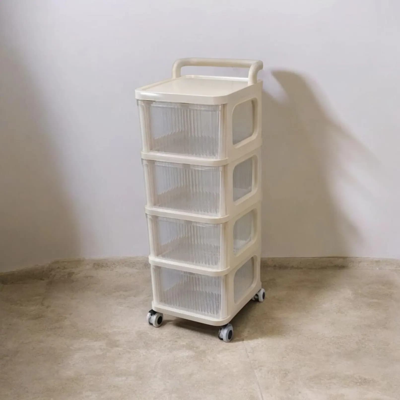 4 TIER PLASTIC ROLLING STORAGE CART