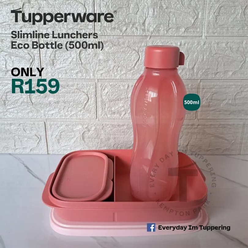 Tupperware Slimline Luncher with Eco Bottle (500ml) - Pink