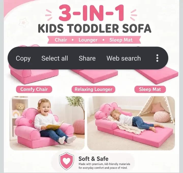 Kids Princess Chair and Fold-Out Couch, Soft Plush Toddler Sofa for Girls Aged 1-3, Comfy 2-in-1 Lounge Chair and Bed