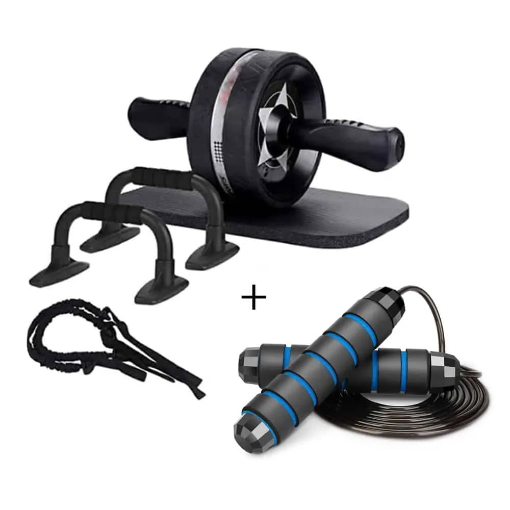 Killer Deals 6-in-1 Home Fitness Kit- Ab Roller Skipping Resistance Combo