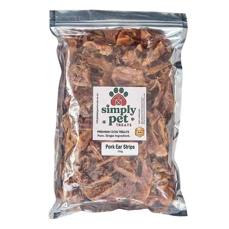 Simply Pet Treats Natural Dehydrated Pork Ear Strips | 100% Single-Ingredient Grain-Free Dog Chew | Long-Lasting Dental Health Snack & Boredom Buster for Dogs of All Breeds