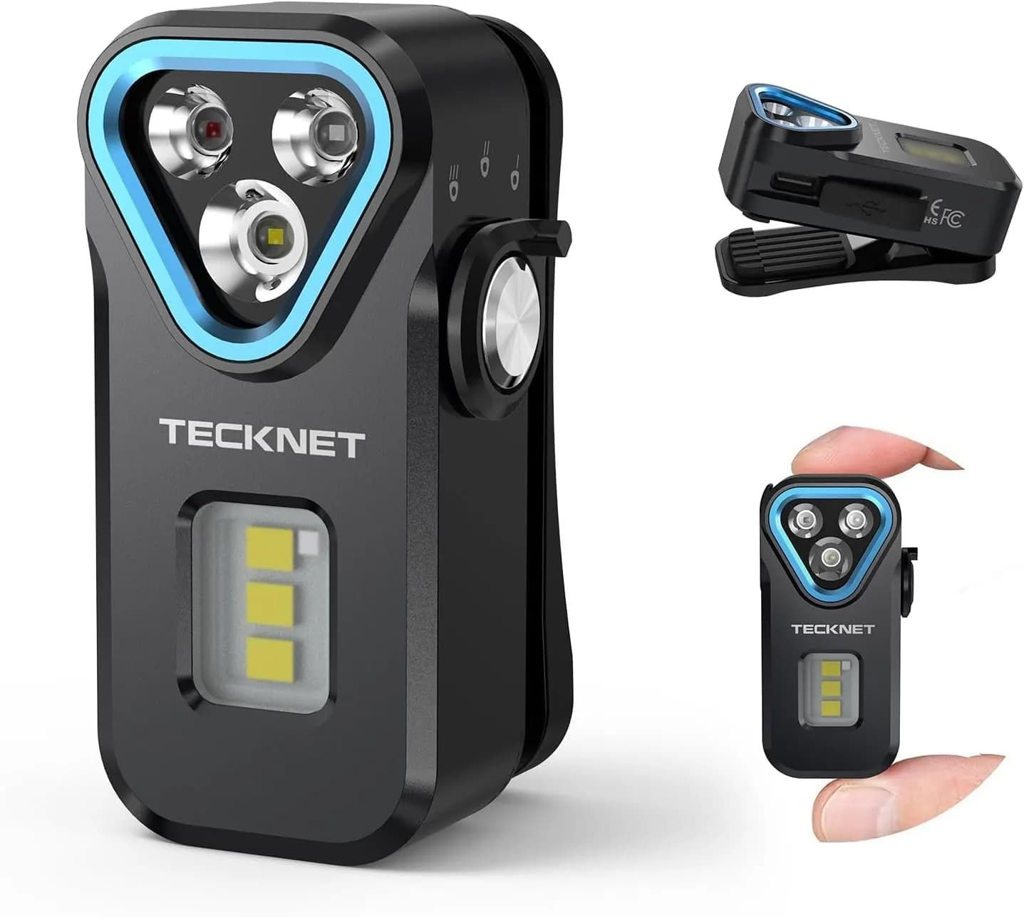 TECKNET Every-Day-Carry Flashlight Clip-on Light, Rechargeable Mini Pocket Flashlight