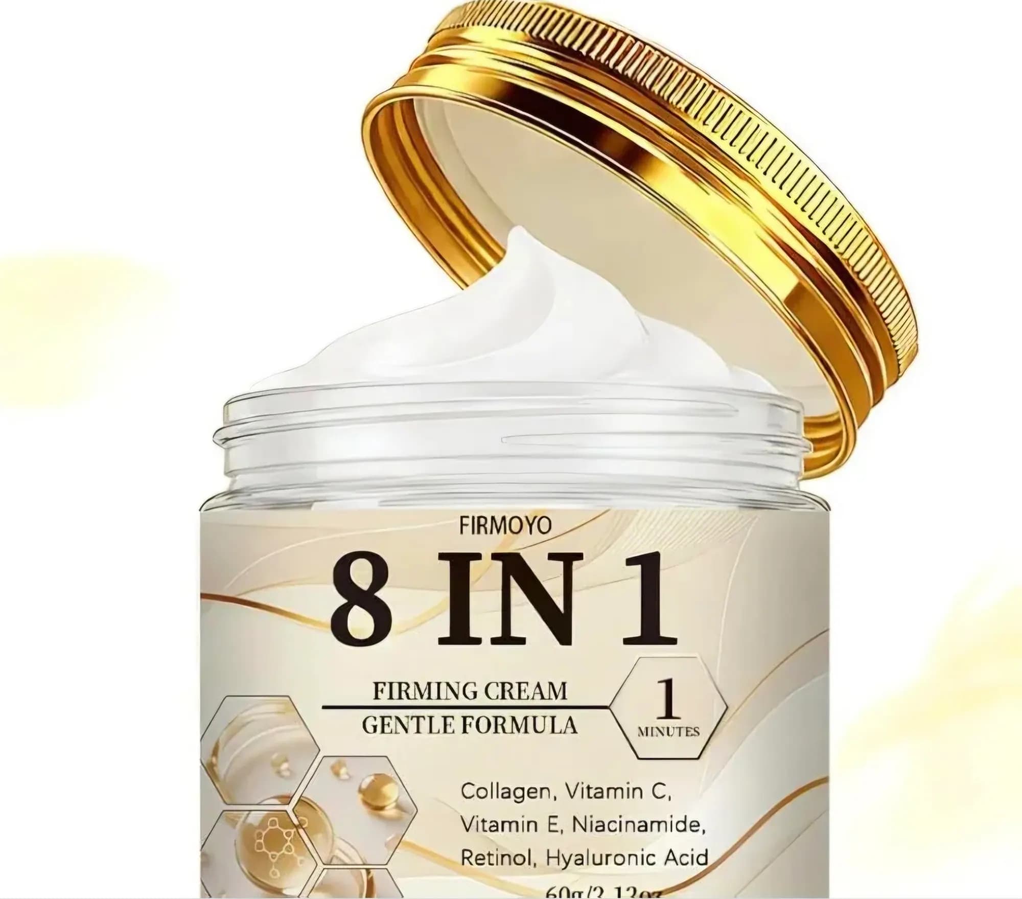 8 in 1 Firming Cream, Gentle Formula with Collagen, Vitamin C, Vitamin E, Niacinamide, Retinol, Hyaluronic Acid, 60g