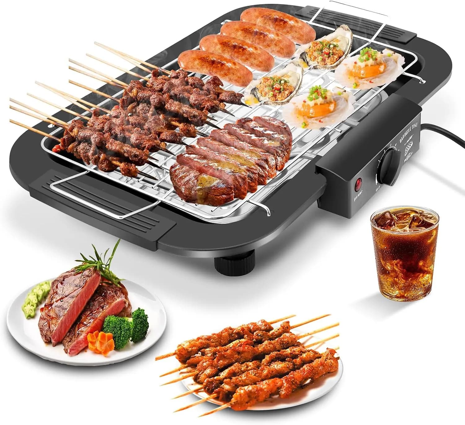 Portable Electric Barbecue Grill - Indoor & Outdoor Smokeless BBQ