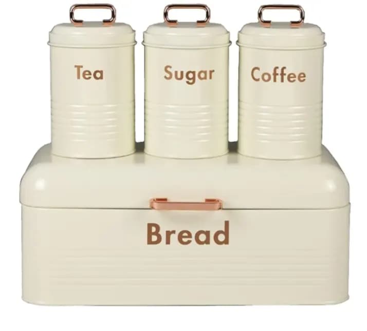 Breadbin & Canister Set - Parma Collection (Gloss Cream)