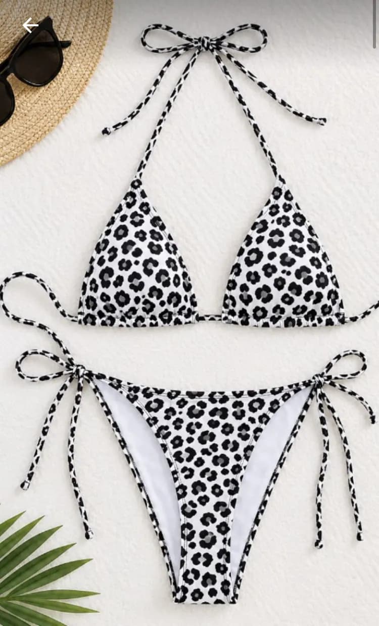 Black & White Leopard Print Bikini Set
