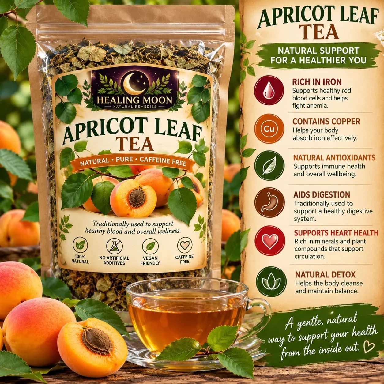 Healing Moon Apricot Leaf Tea (30 Bags)