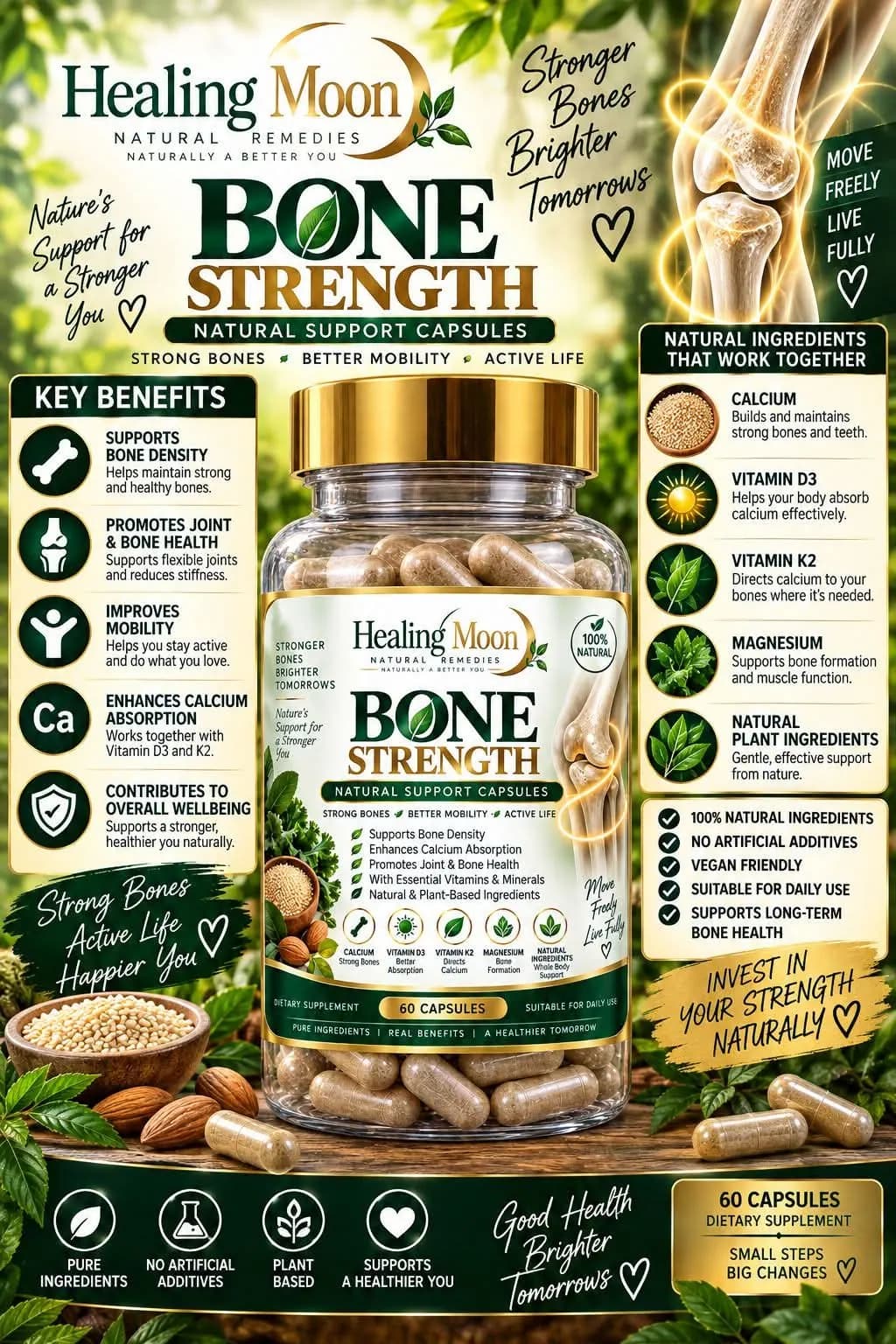 Healing Moon Bone Strength (60 capsules)