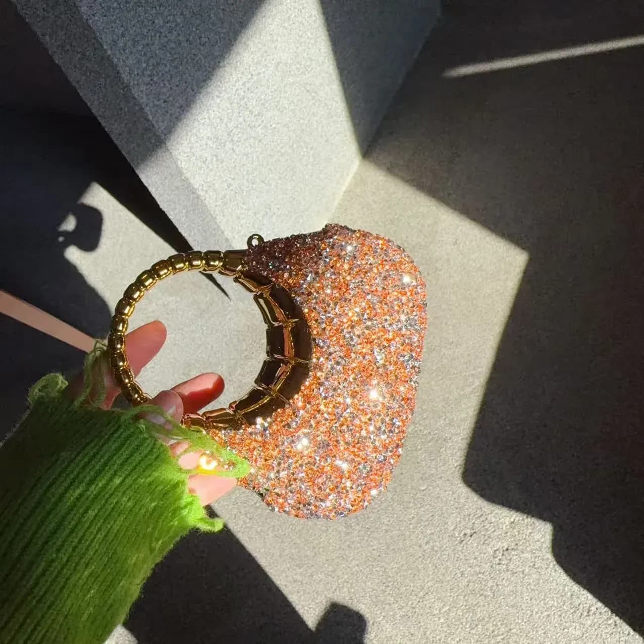 Rhinestone Crescent Mini Clutch Evening Bag