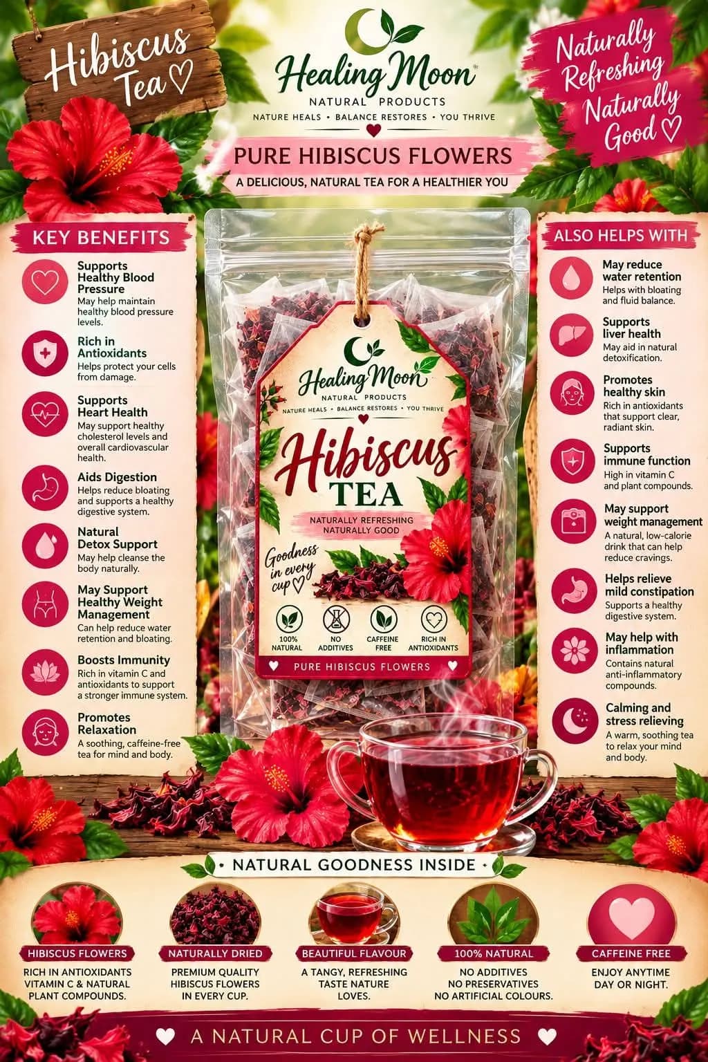 Healing Moon Hibiscus Tea (30 bags)
