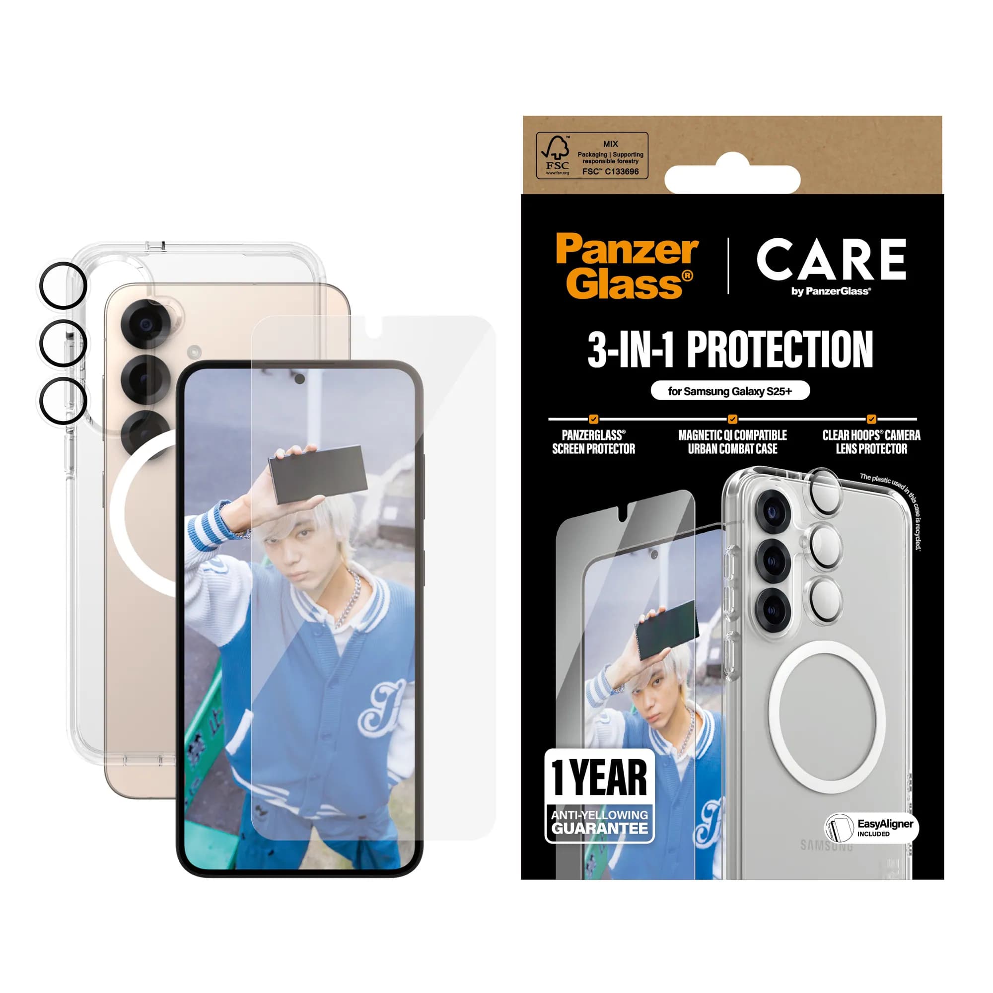 CARE by PanzerGlass 3-in-1 Bundle Compatible Samsung Galaxy S25 Plus
