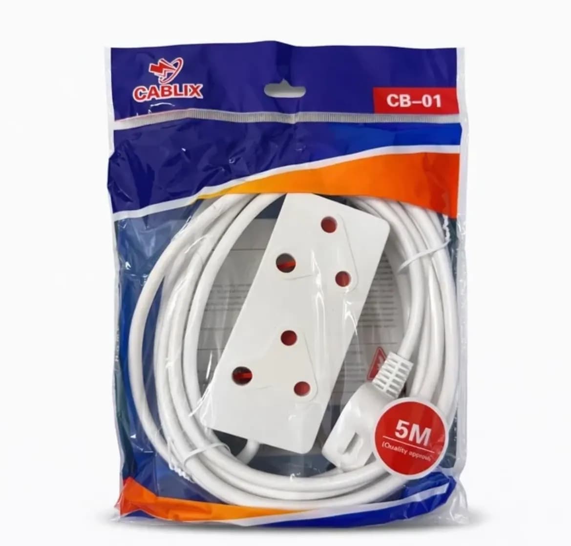 Cablix 5m Double Socket Extension Cord - White